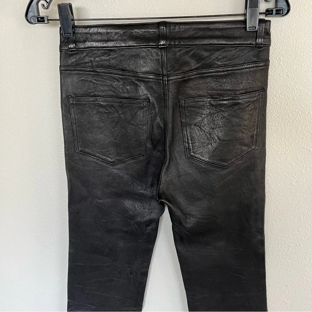 NWOT PAIGE Jacqueline Straight Jeans Black Leather Casual Biker Women’s Moto 27 - Picture 10 of 14